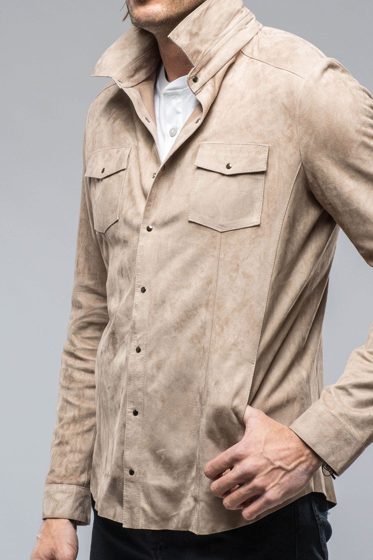 Bello Suede Shirt in Roccia - AXEL'S