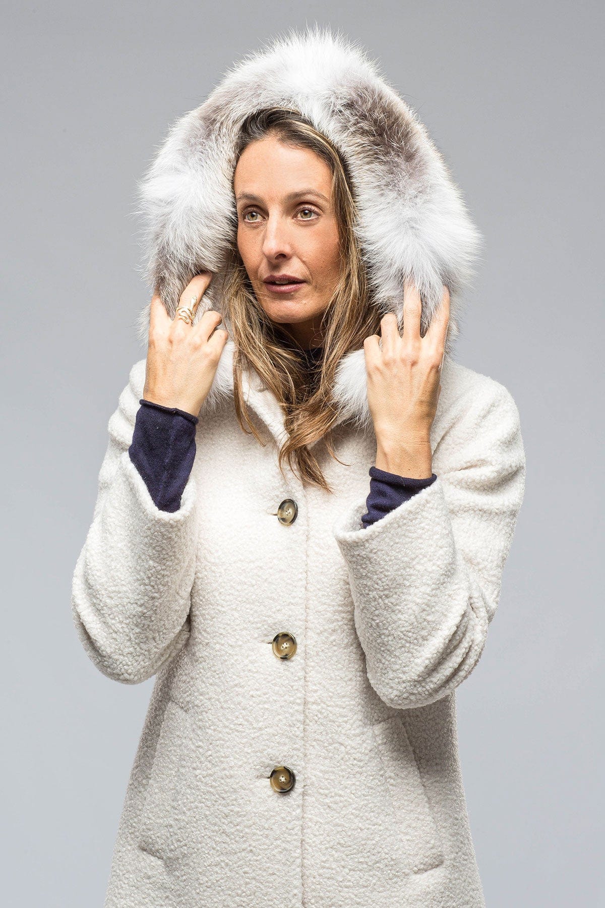 Fur hood 2025 wool coat