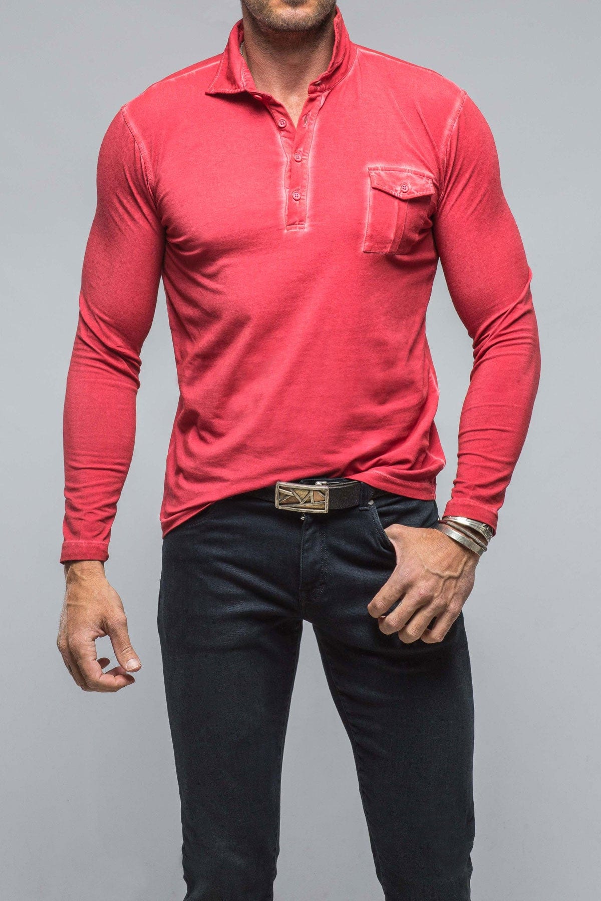 Cafe Paco LS Polo Shirt In Fragola - AXEL'S