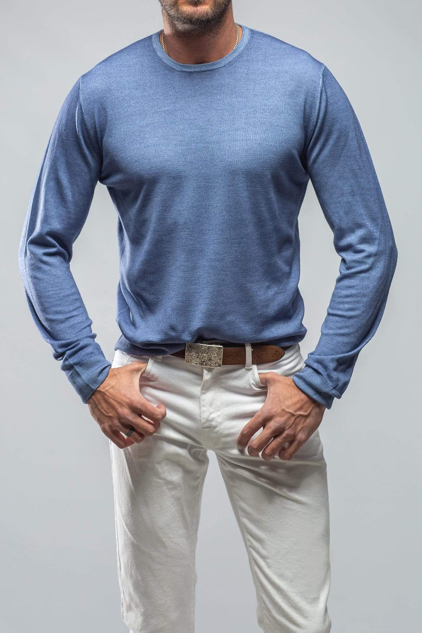 Crosby Merino Sweater In Steel - AXEL'S