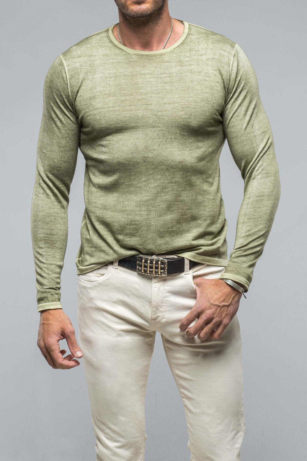 Matteo Cashmere Sweater in Olive - AXEL'S