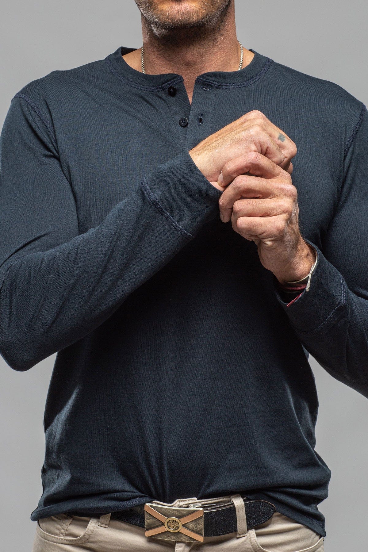 Georg Roth Coronado Cotton LS Henley in Navy | Axel's of Vail