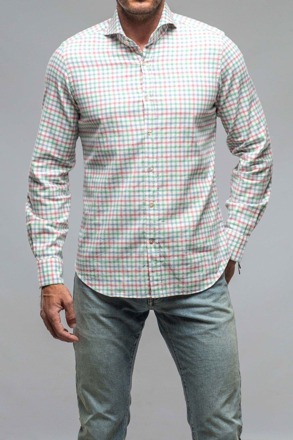 Crater Shirt In Green/Pink Check