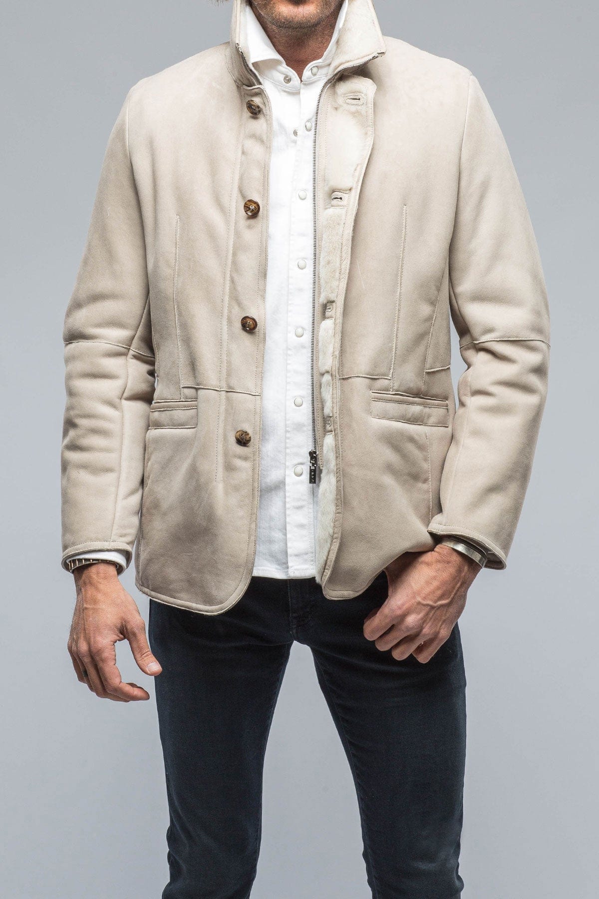 Antonio Shearling Jacket in Light Sand - AXEL'S
