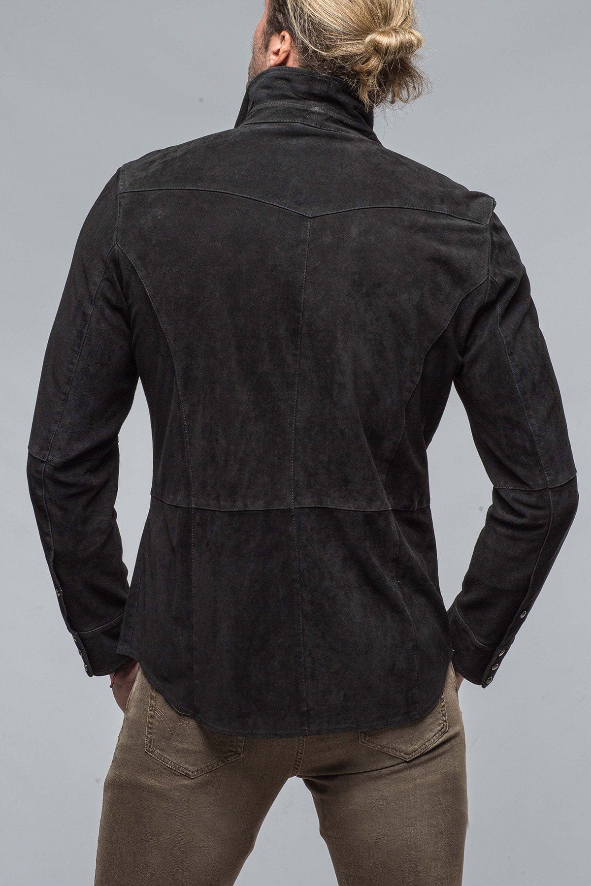 Este Suede Snap Shirt In Black - AXEL'S