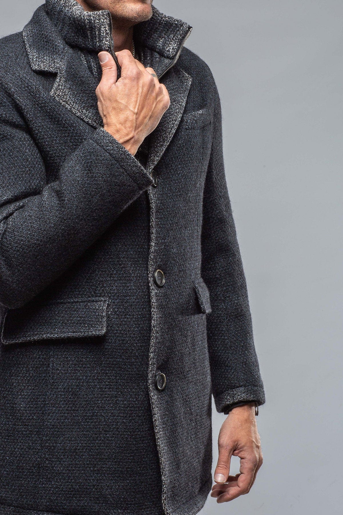 Leon Knitted Jacket in Navy - AXEL'S