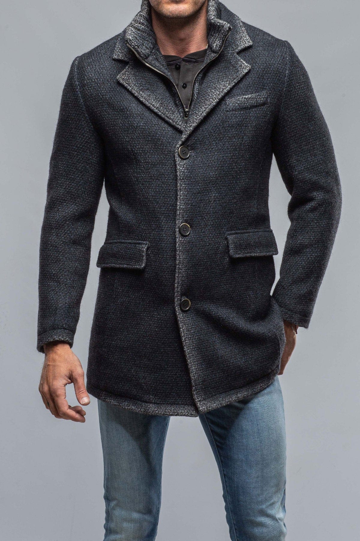 Leon Knitted Jacket in Navy - AXEL'S