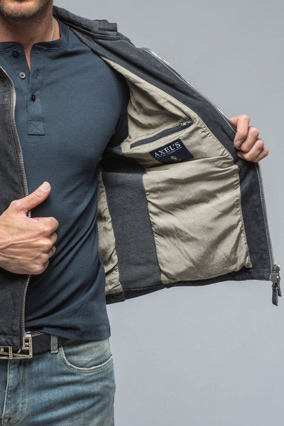 Leopardi Moto Hoodie in Blue Charcoal - AXEL'S