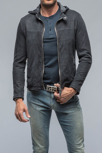 Leopardi Moto Hoodie in Blue Charcoal - AXEL'S