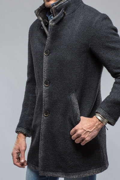 Winston Shearling Trim Coat in Washed Navy - AXEL'S
