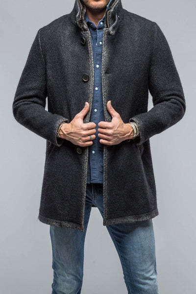Winston Shearling Trim Coat in Washed Navy - AXEL'S