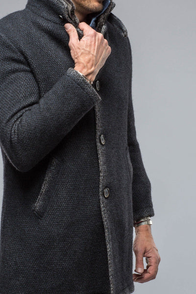 Winston Shearling Trim Coat in Washed Navy - AXEL'S