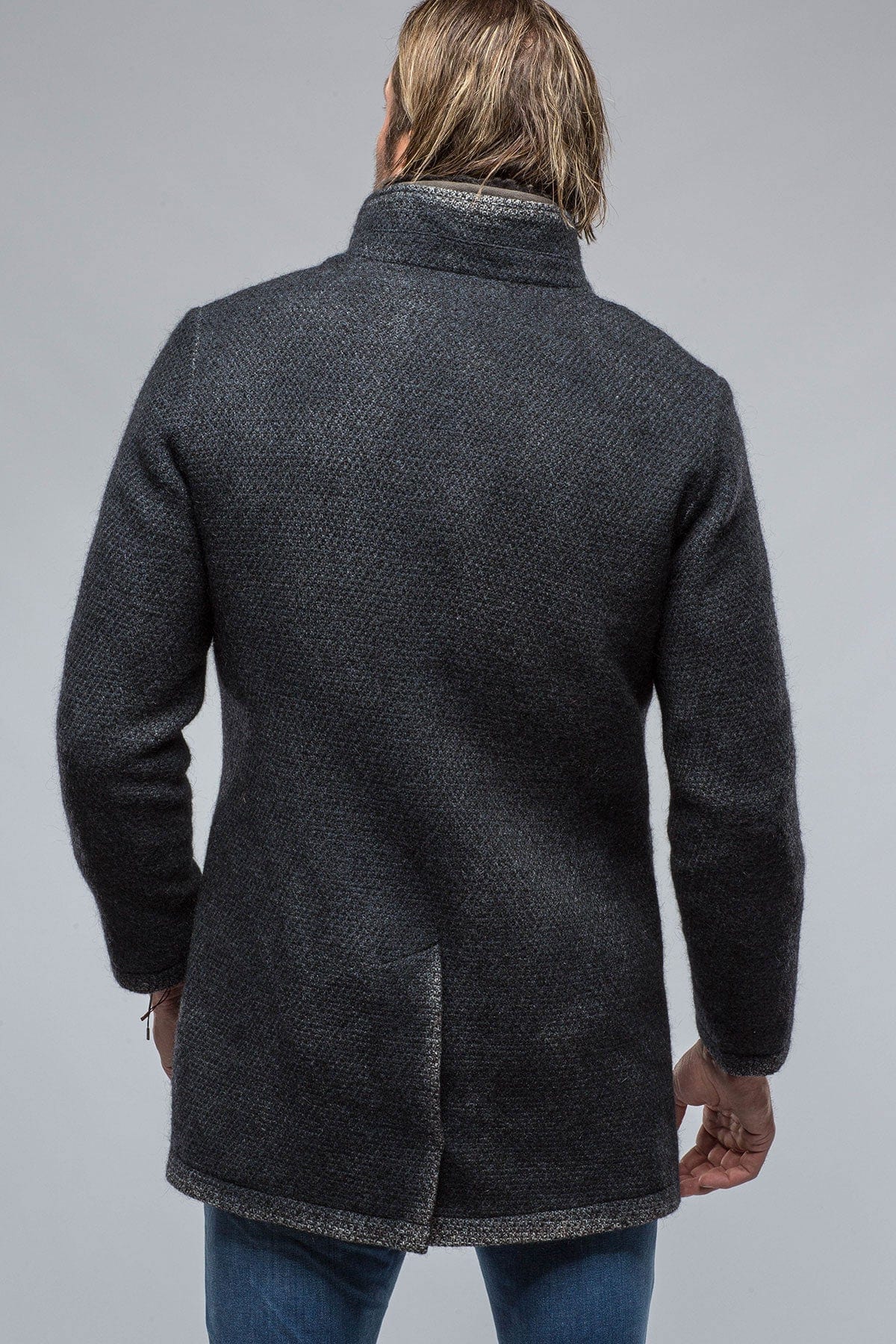 Winston Shearling Trim Coat in Washed Navy - AXEL'S