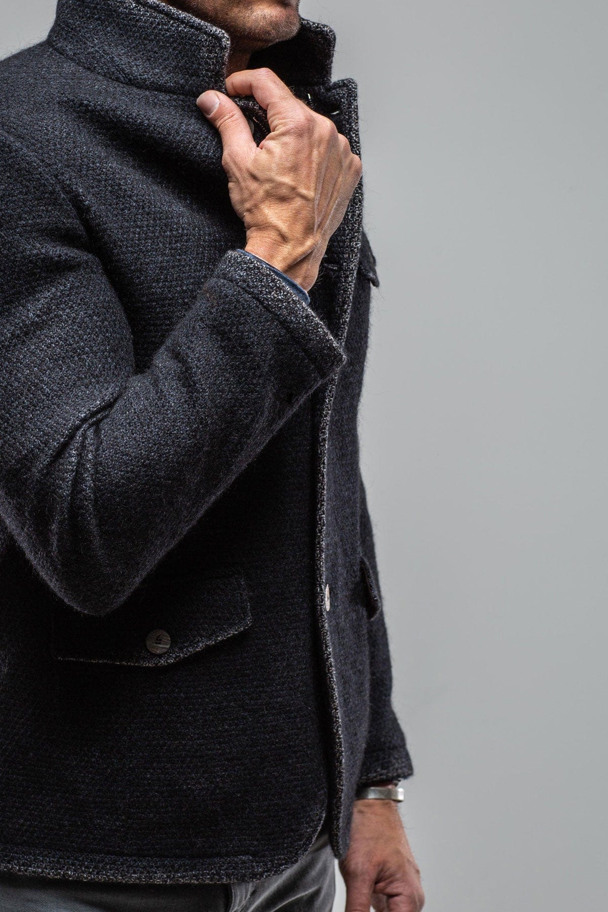 Wren Wool Coat w/ Zipper In Navy - AXEL'S