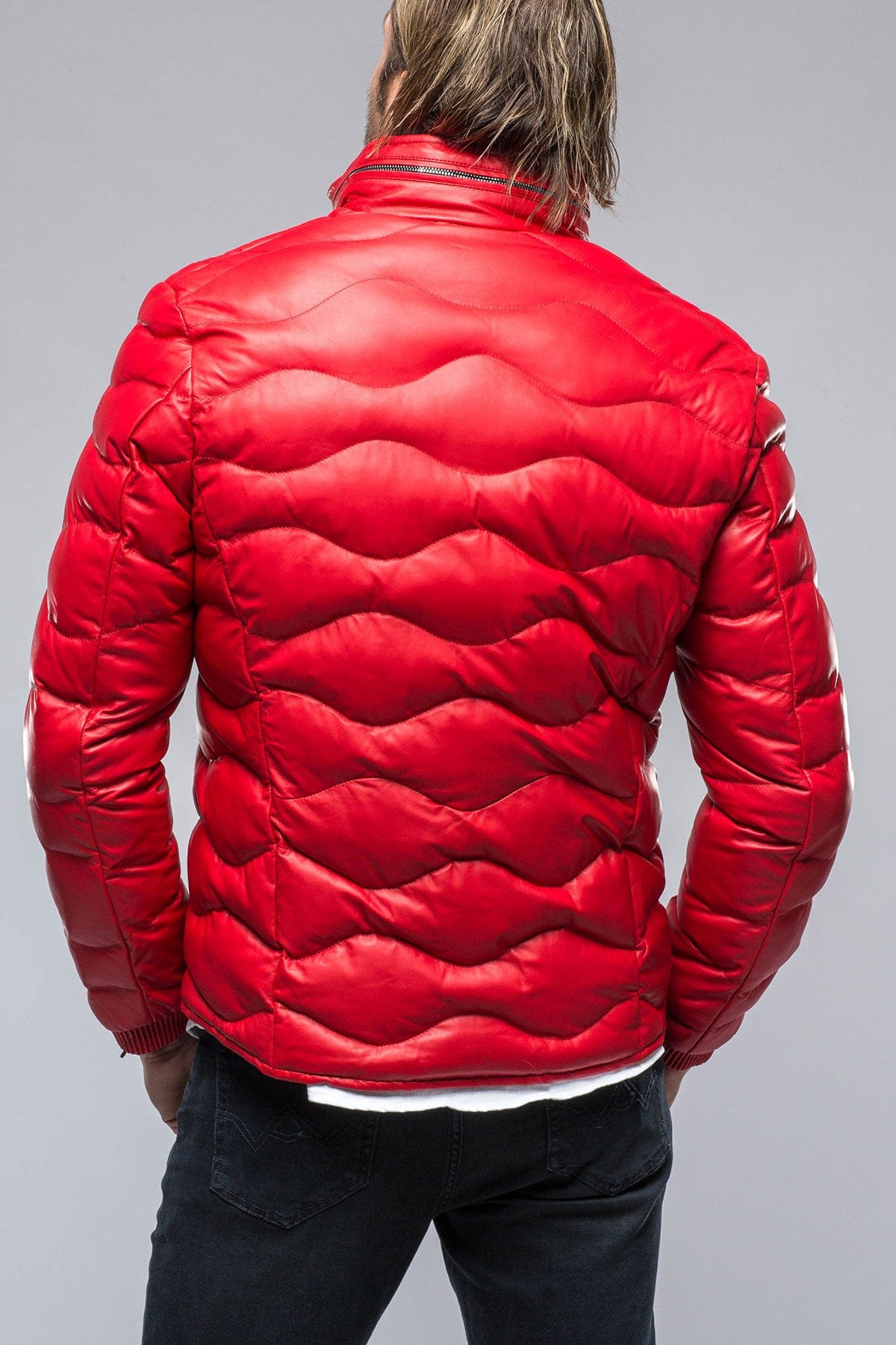 Heinzer Leather Puffer in Red - AXEL'S