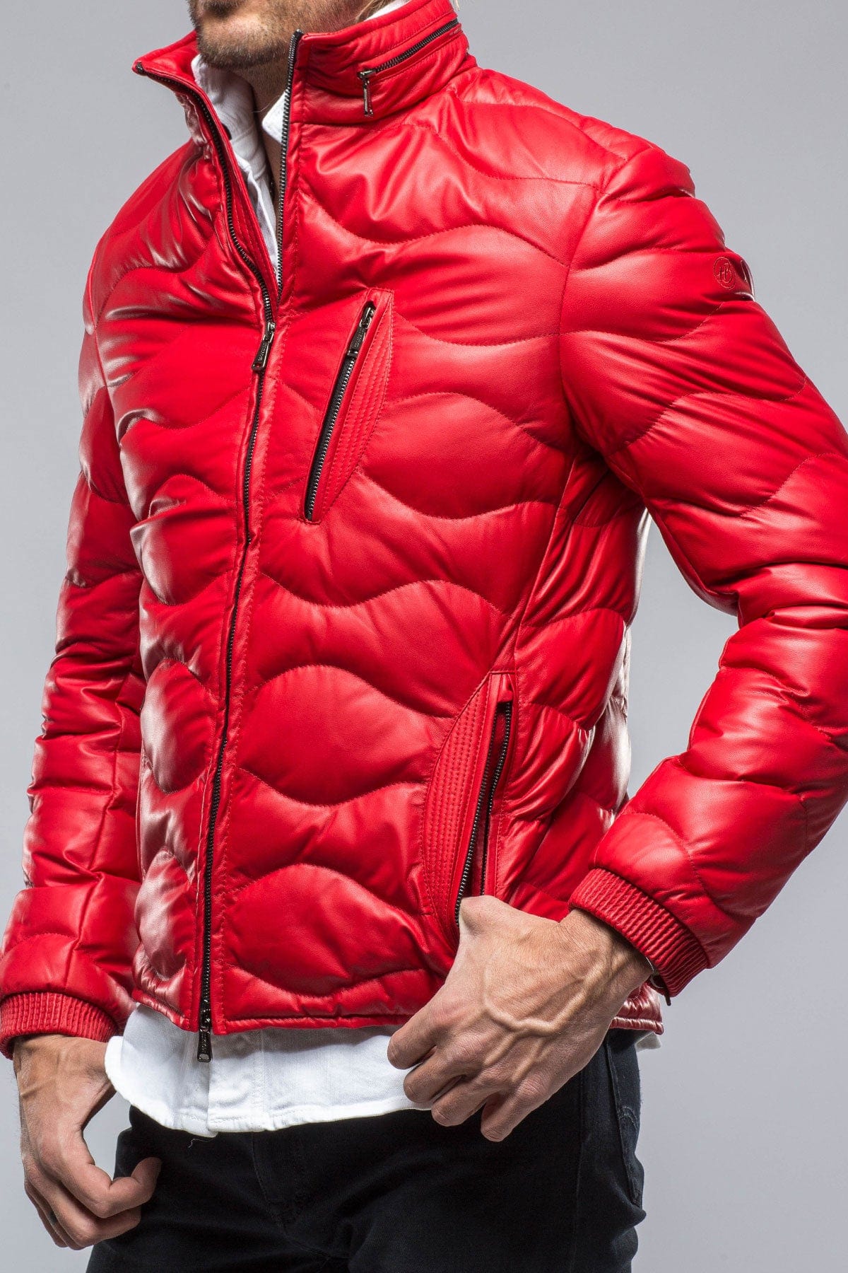 Heinzer Leather Puffer in Red - AXEL'S
