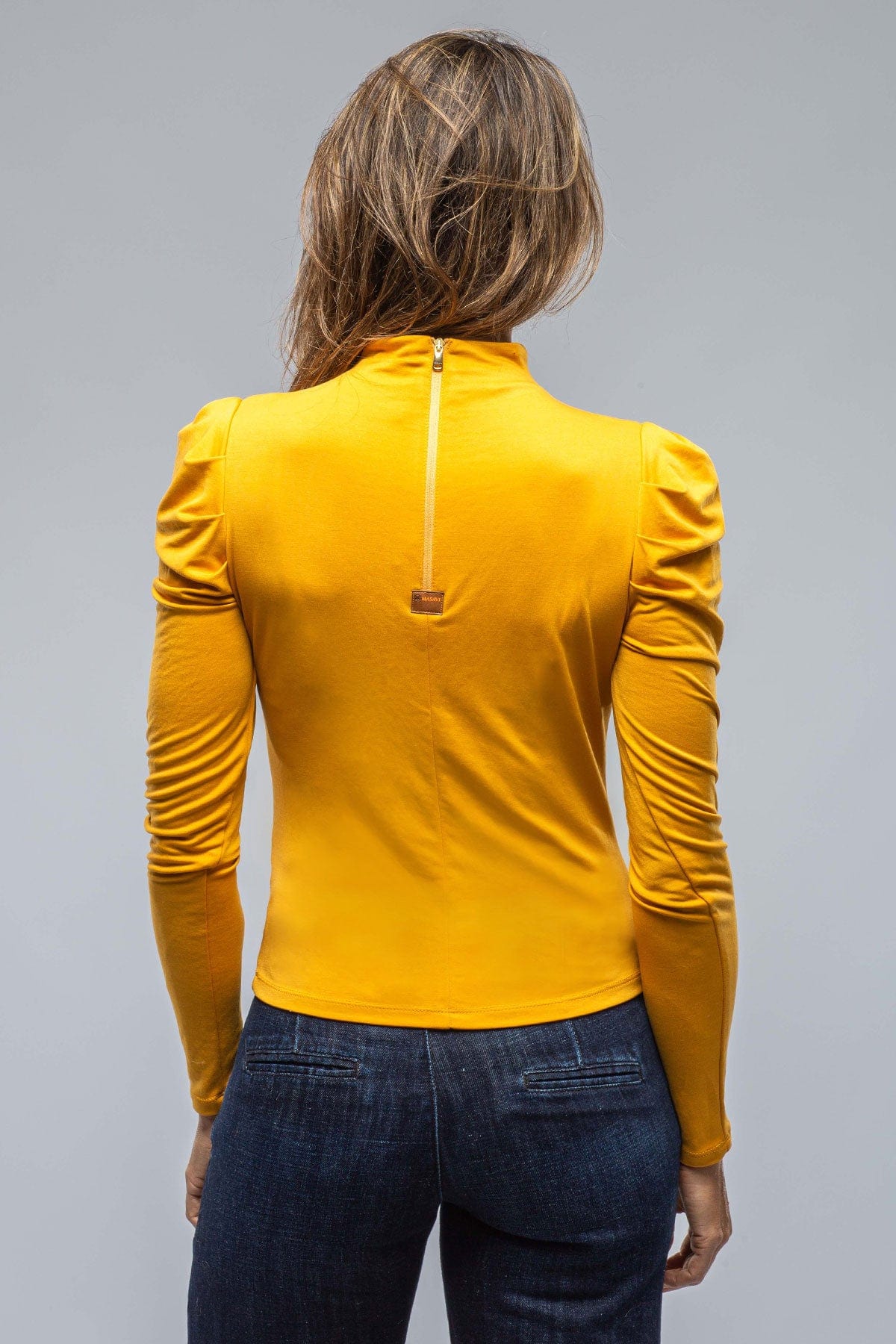yellow shirred top