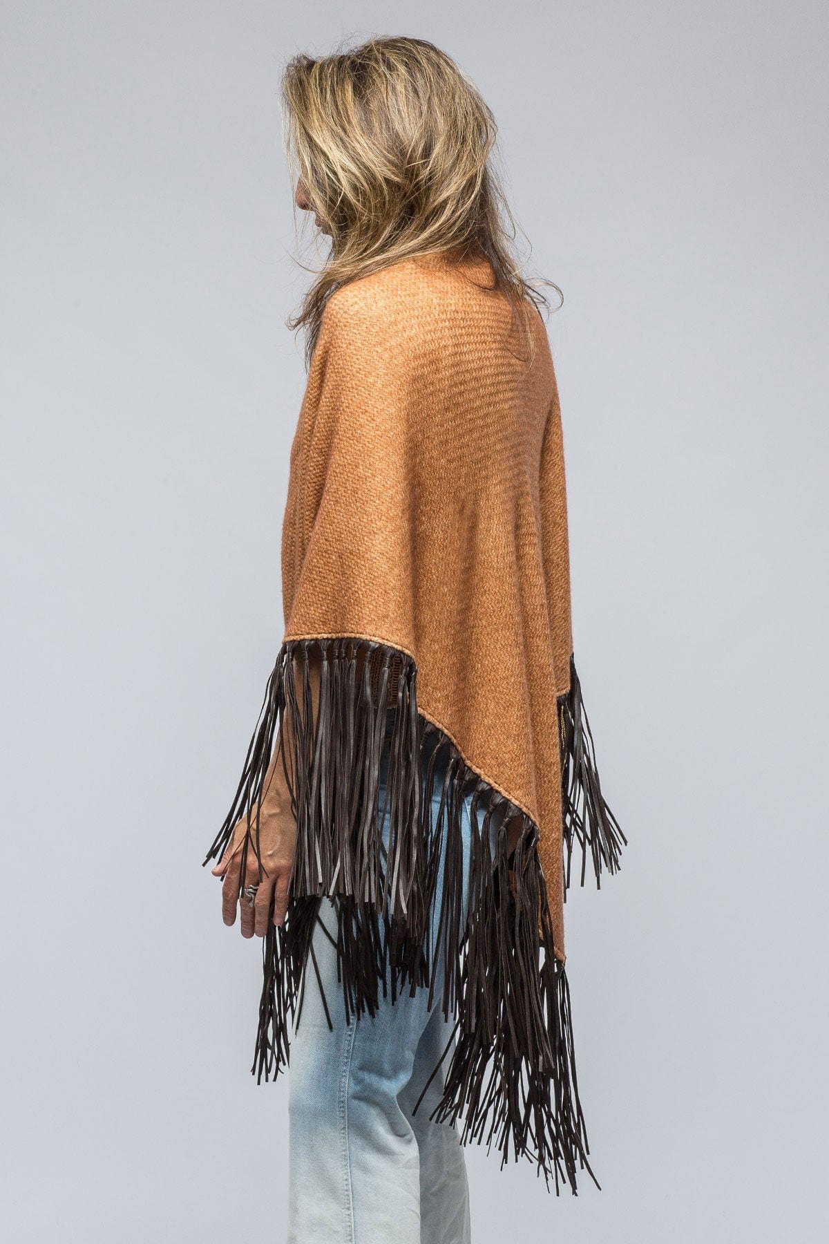 Ponderosa Reversible Cashmere Fringe Shawl In Brick/Brown - AXEL'S