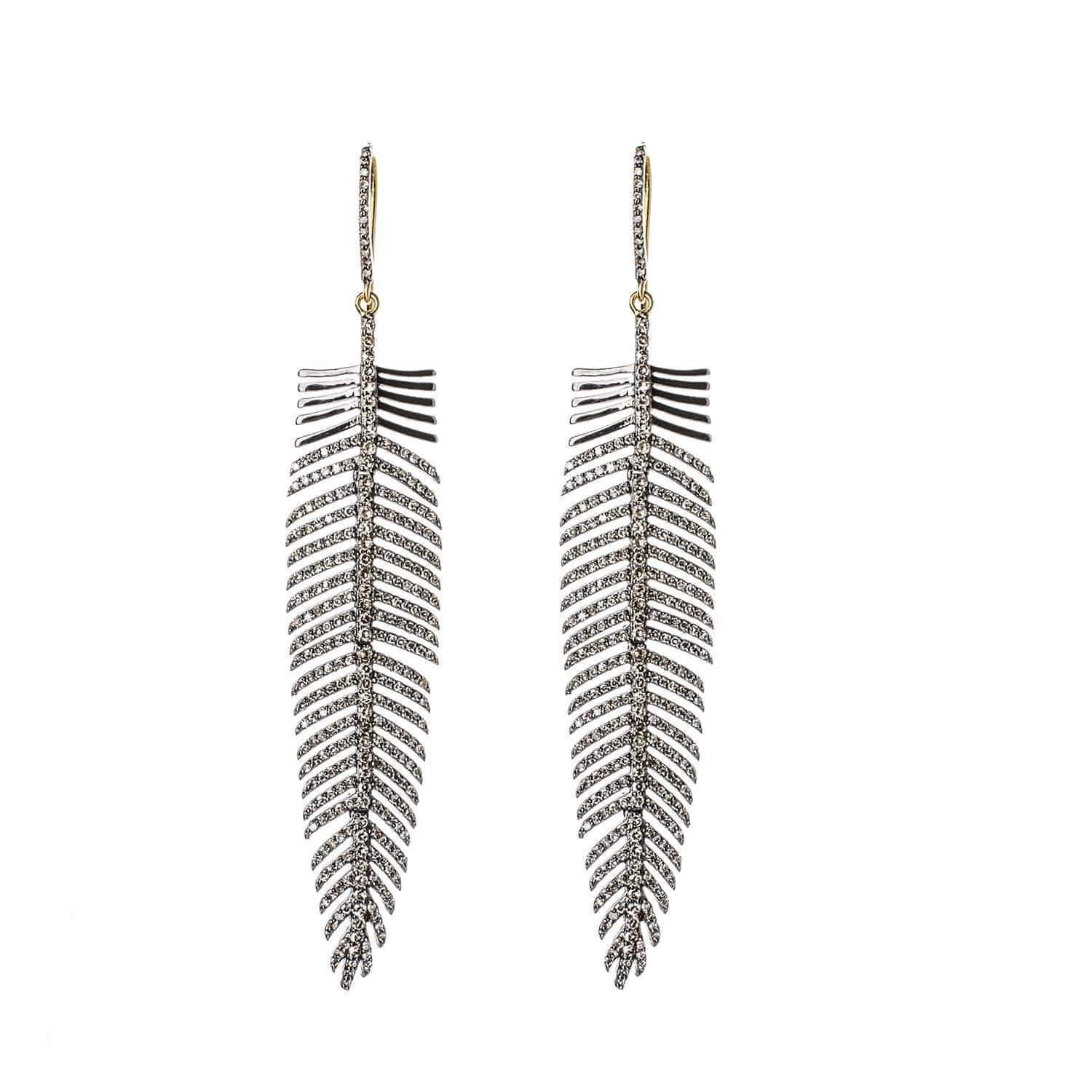 Diamond Feather Earrings - AXEL'S