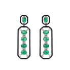 Djed Pillar Emerald &amp; Onyx Earrings - AXEL'S
