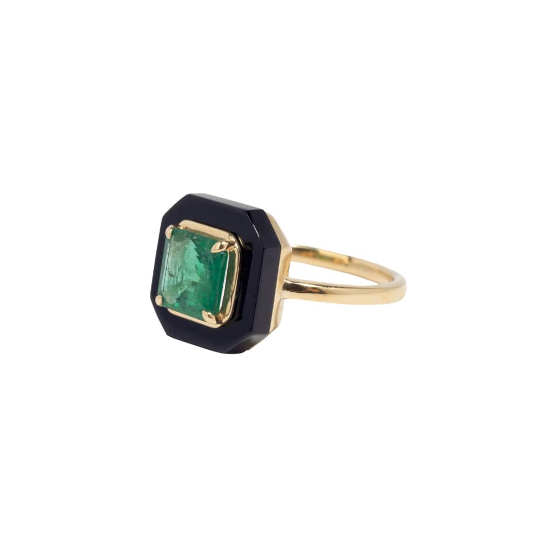 Rite of Initiation Emerald &amp; Onyx Ring - AXEL'S