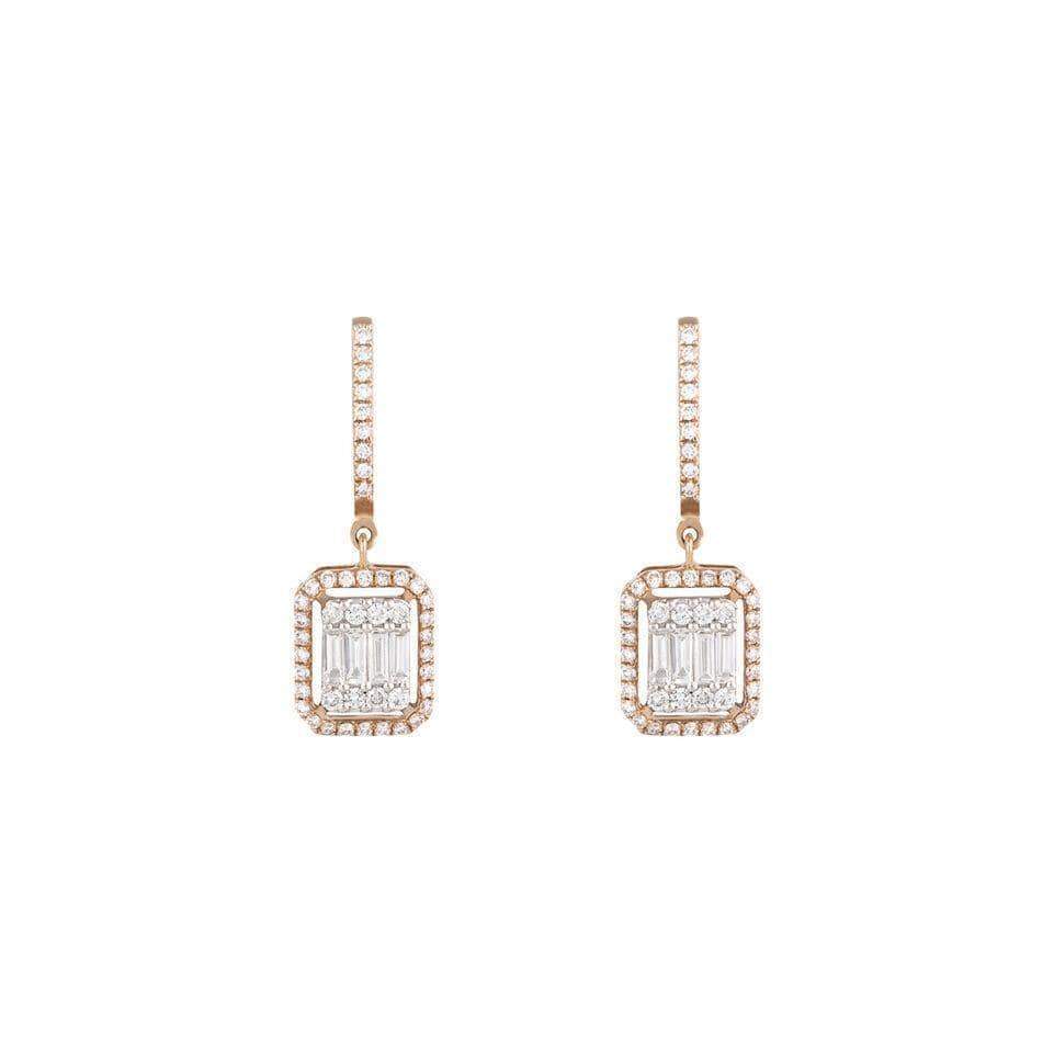 Rose Gold & Diamond Parrallel Earrings - AXEL'S