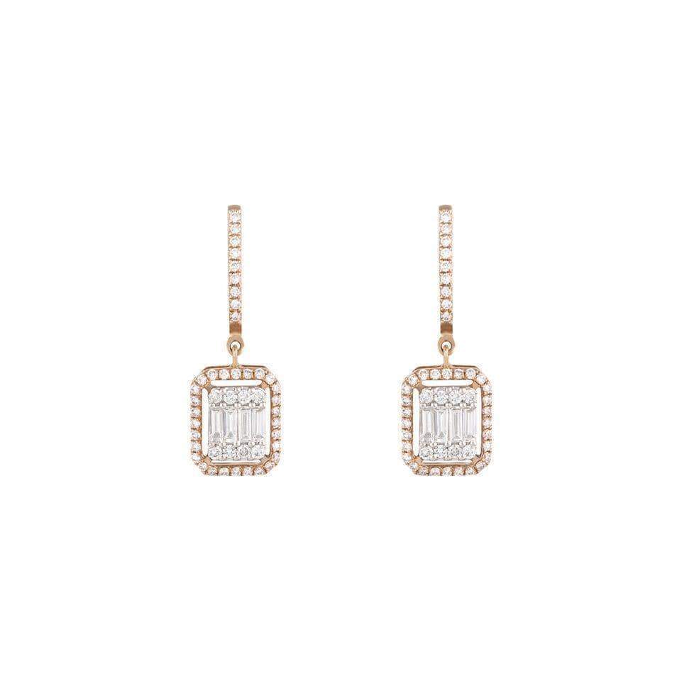 Rose Gold &amp; Diamond Parrallel Earrings - AXEL'S