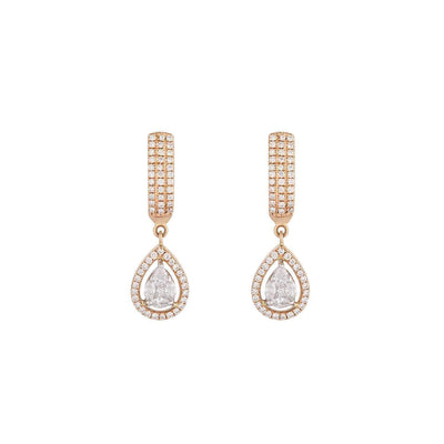 Rose Gold & Diamond Droplet Earrings - AXEL'S