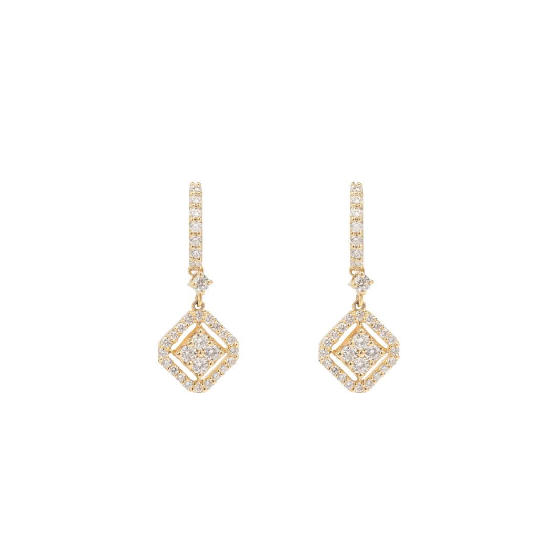 Yellow Gold &amp; Diamond Filled Square - AXEL'S
