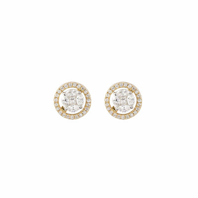 Yellow Gold &amp; Diamond Small Rings of Saturn Earrings - AXEL'S