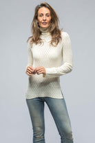 Seline Lace Stitch High Neck Top In Milk White - AXEL'S