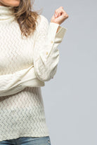 Seline Lace Stitch High Neck Top In Milk White - AXEL'S
