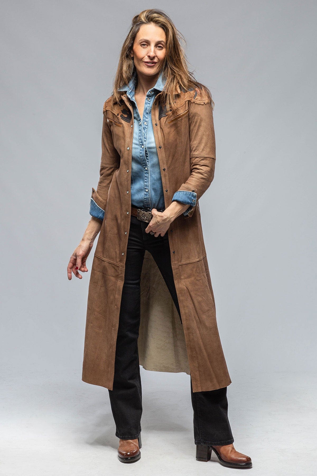 Waggoner Long Hair-On Suede Duster - AXEL'S