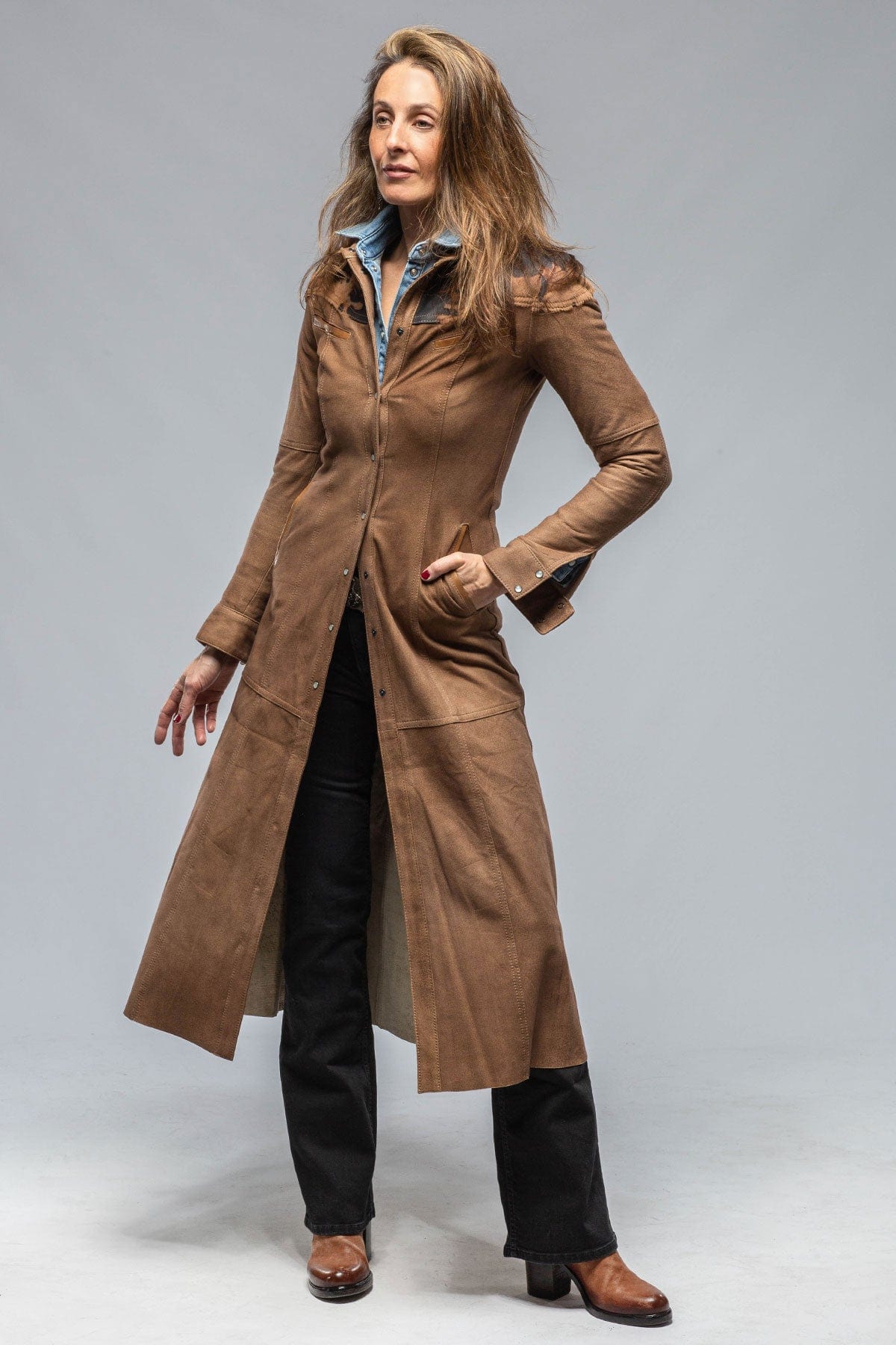 Waggoner Long Hair-On Suede Duster - AXEL'S