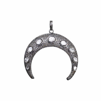 Pave and Rosecut Diamond Double Tusk Pendant - AXEL'S