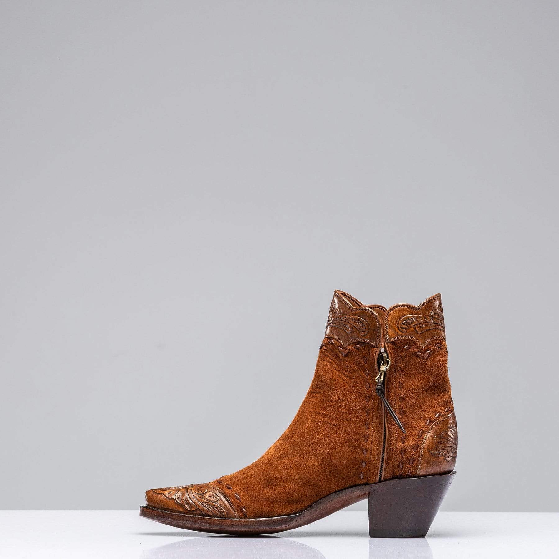 Stallion Boots Hand Tooled Calfskin on Suede Zorro | Axel's of Vail