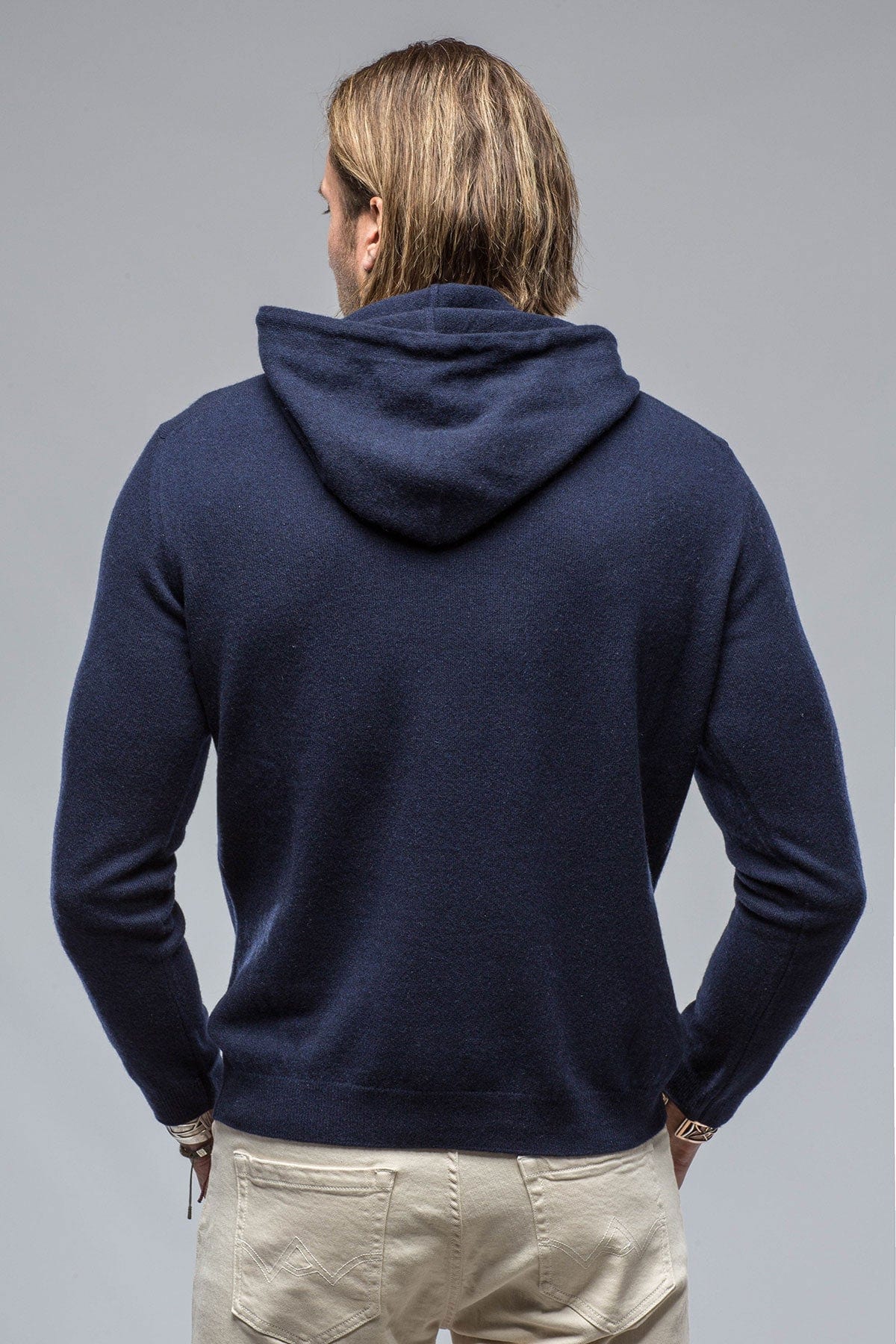 Florio Hooded Cashmere Sweater in Navy - AXEL'S