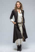 Morgana Long Coat In Black Sharkskin - AXEL'S