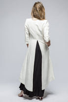 Morgana Long Coat In White Matte Viscose/Linen - AXEL'S