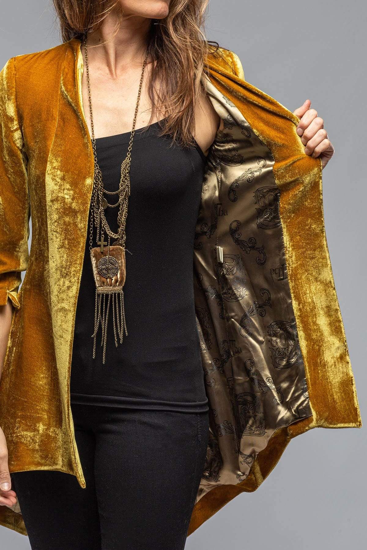 Morgana Short Velvet Coat In Gold - AXEL'S