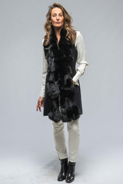 Nida Long Fur Trimmed Vest In Black - AXEL'S