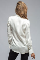 Rania Sharkskin Blouse In White - AXEL'S