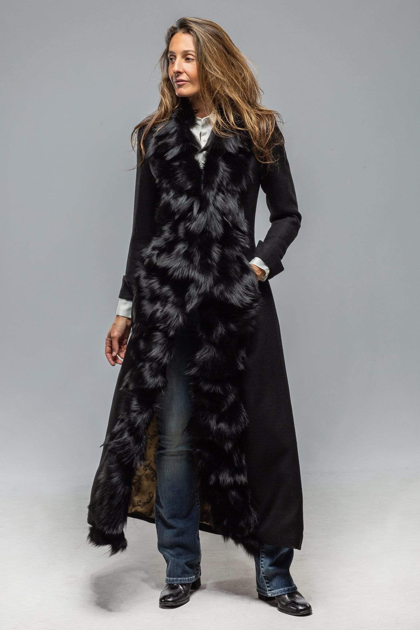 Fur trim coat on sale