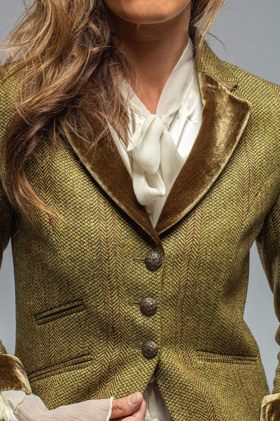 Sullavan Tweed Jacket In Mustard/Olive - AXEL'S