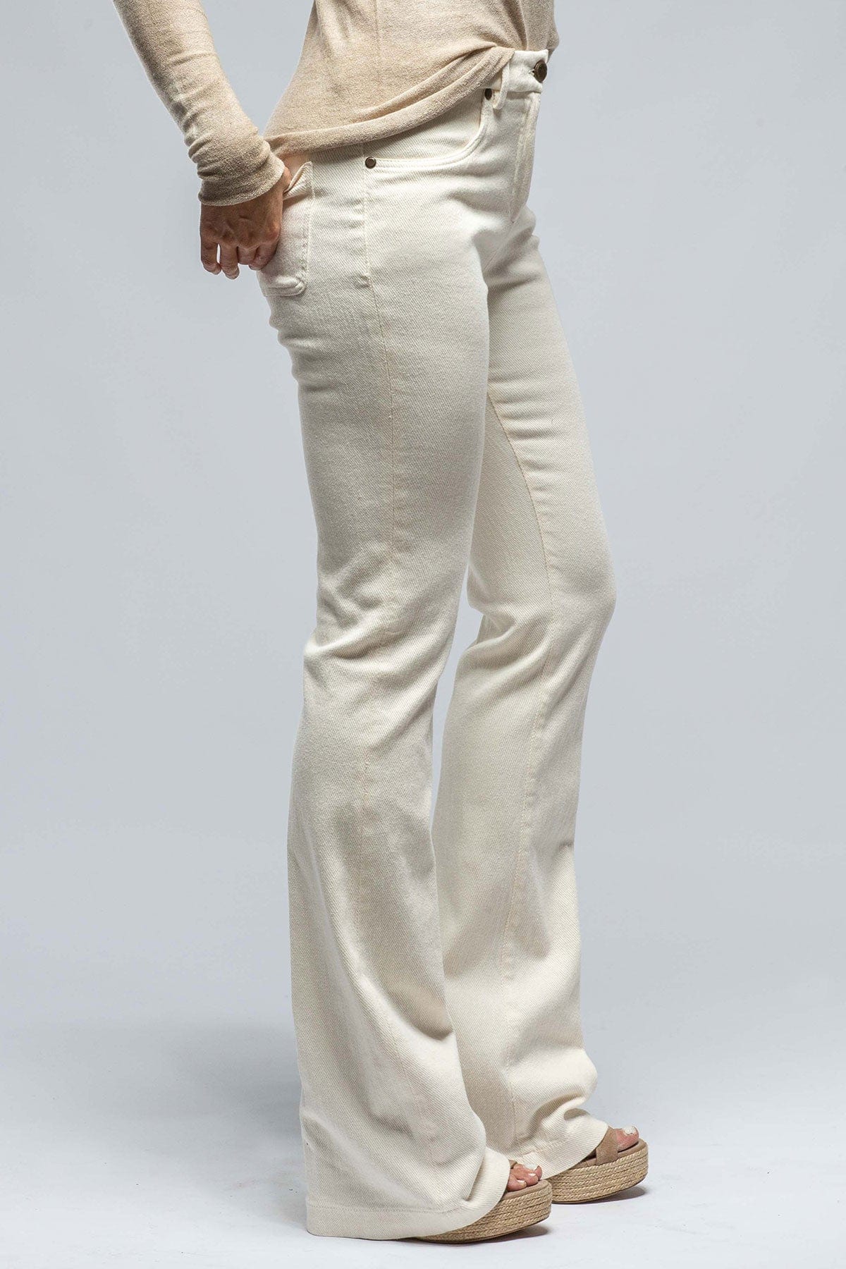 Selma Stretch Cord Flare Pant In White - AXEL'S