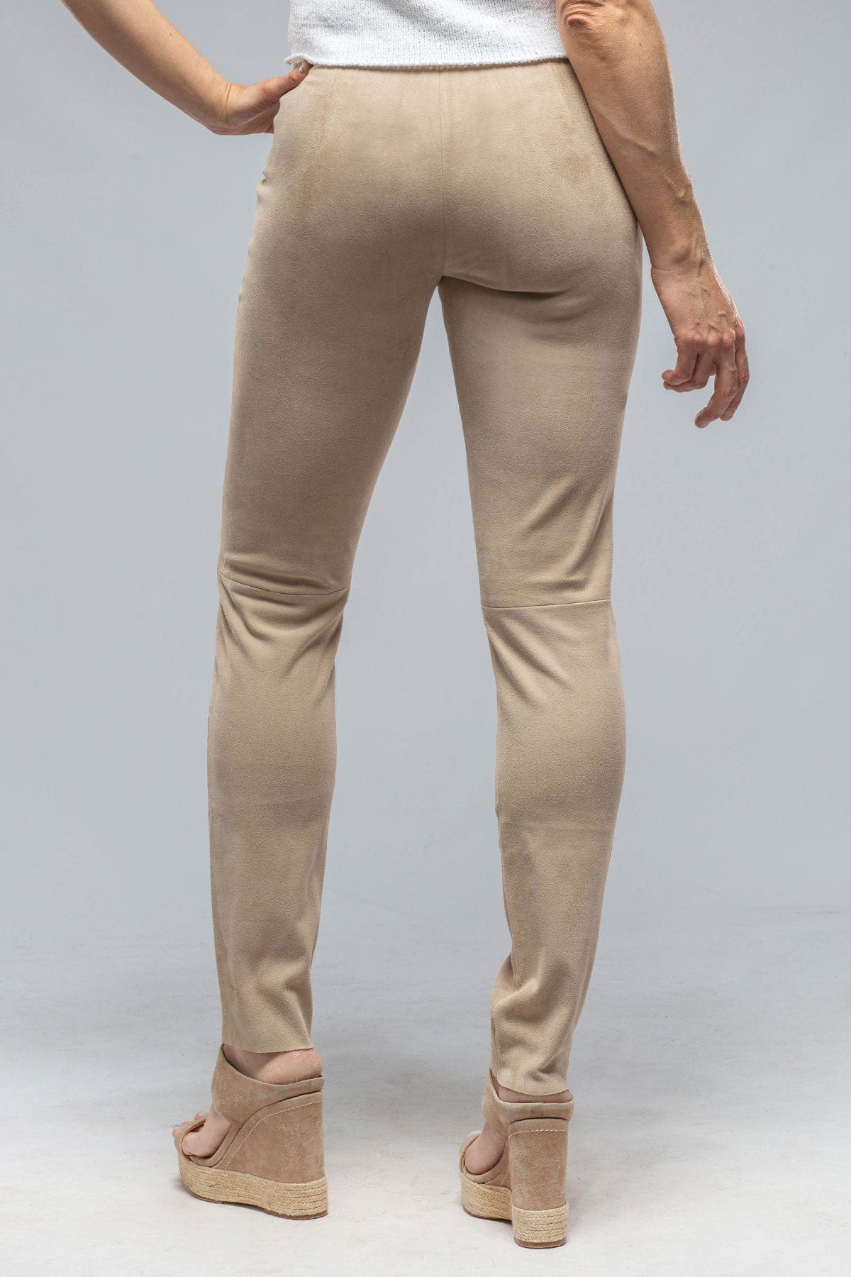 Tania Stretch Suede Pant in Beige - AXEL'S