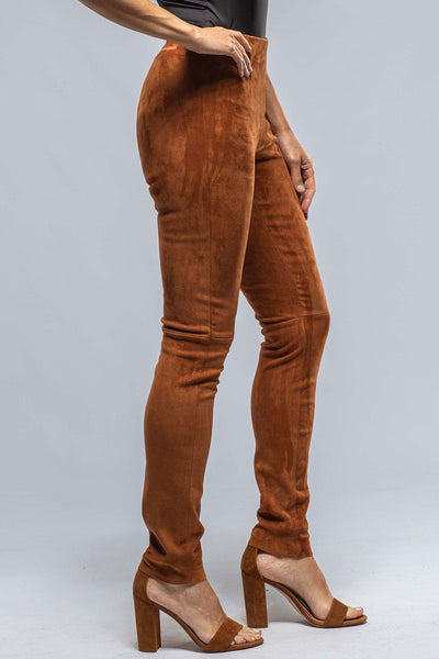 Tania Stretch Suede Pant In Cognac - AXEL'S