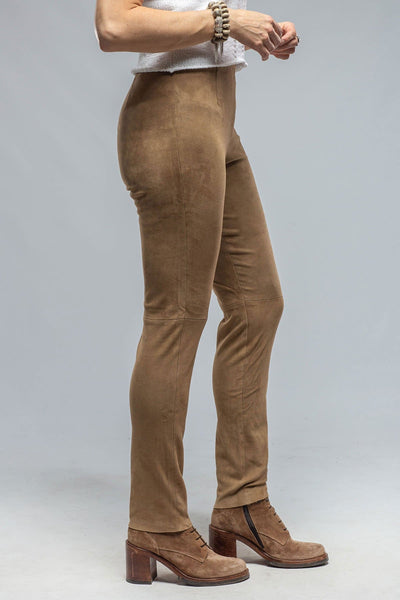 Tania Stretch Suede Pant in Desert Sand - AXEL'S