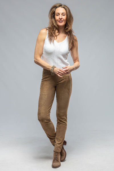 Tania Stretch Suede Pant in Desert Sand - AXEL'S