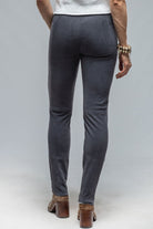 Tania Stretch Suede Pant in Steel Blue - AXEL'S